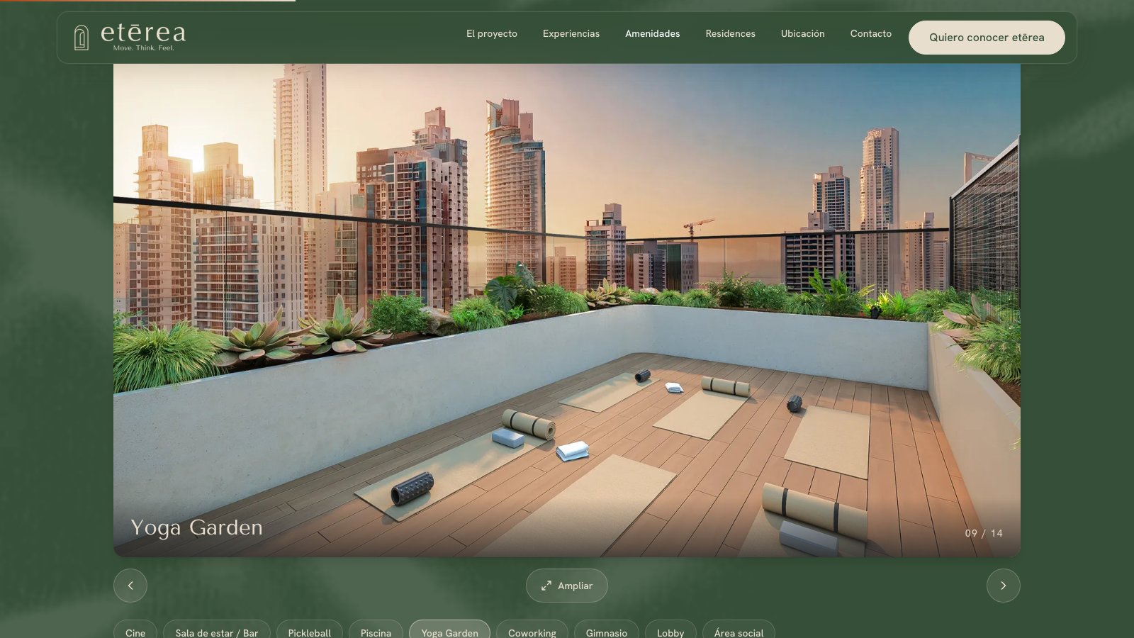 Eterea Residences — slider de amenidades