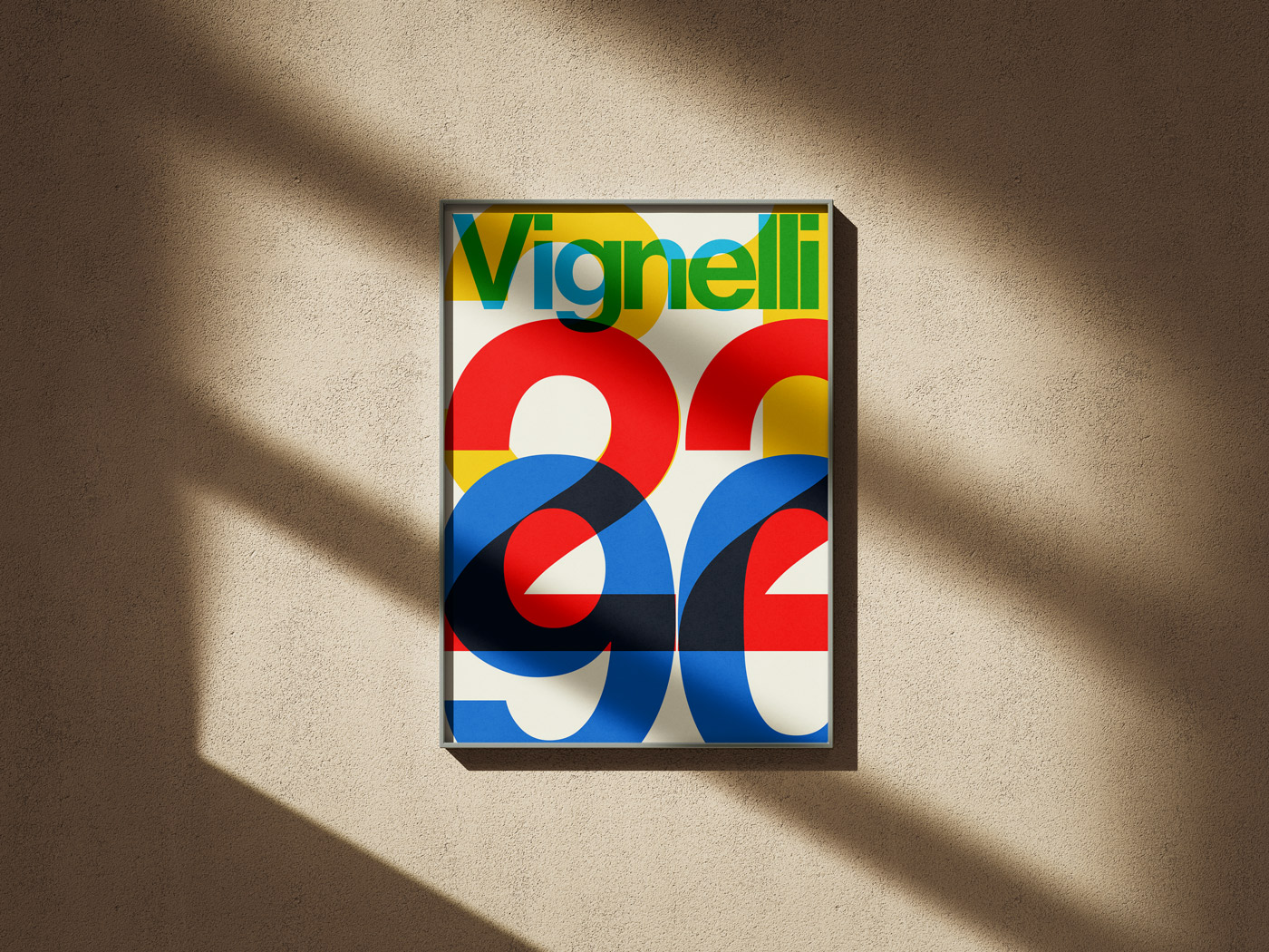 90 aniversario de Vignelli — Poster Frame on the Wall Mockup 1