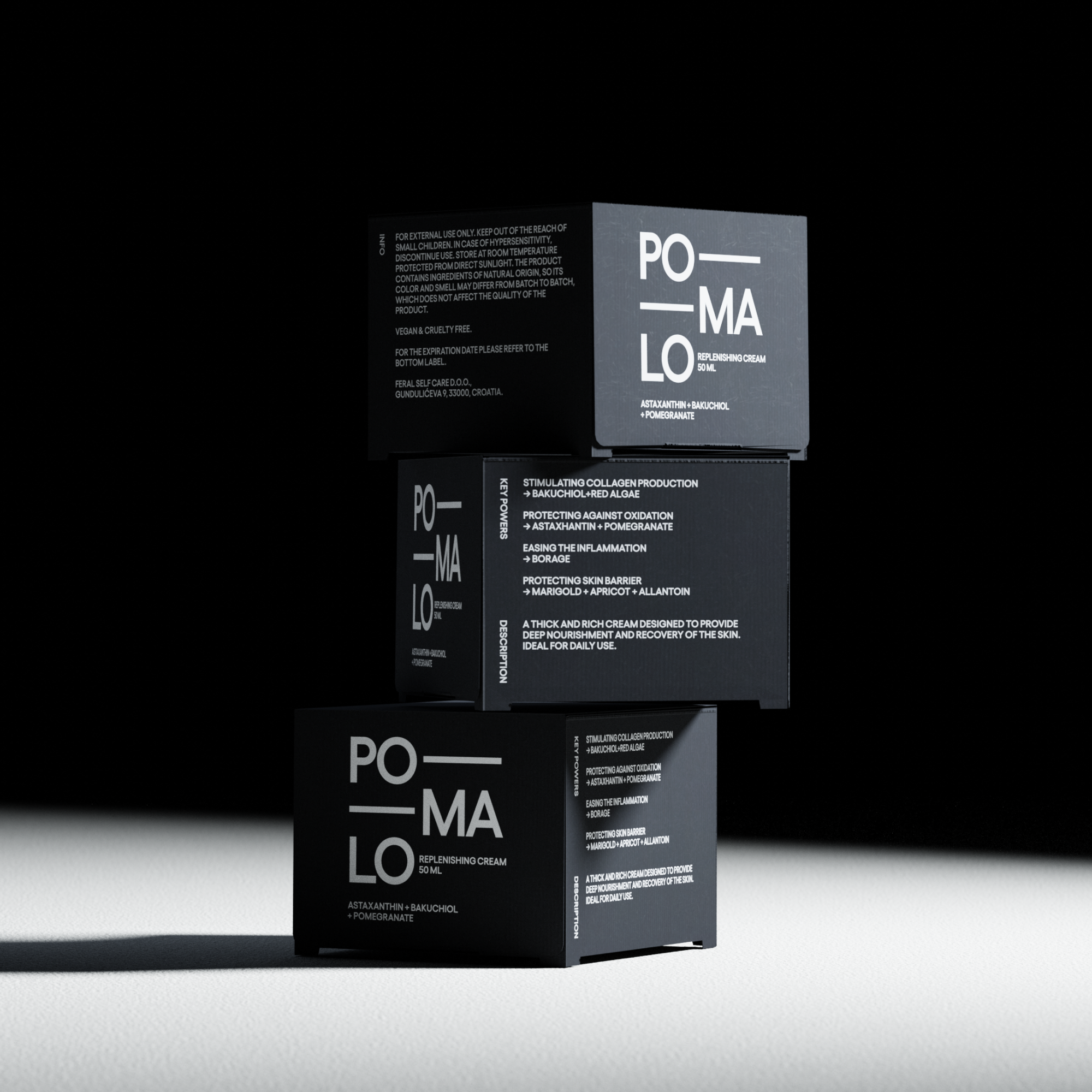 Pomalo — Cream boxes stacked 1