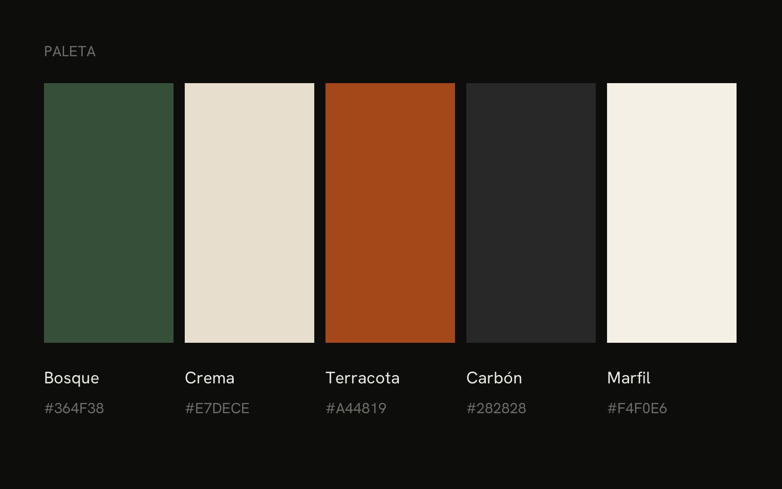 Eterea Residences — paleta de color
